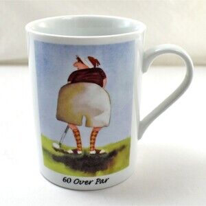 60 Over Par Erika Oller Art Golf Mug - Woman Golfer Coffee Cup